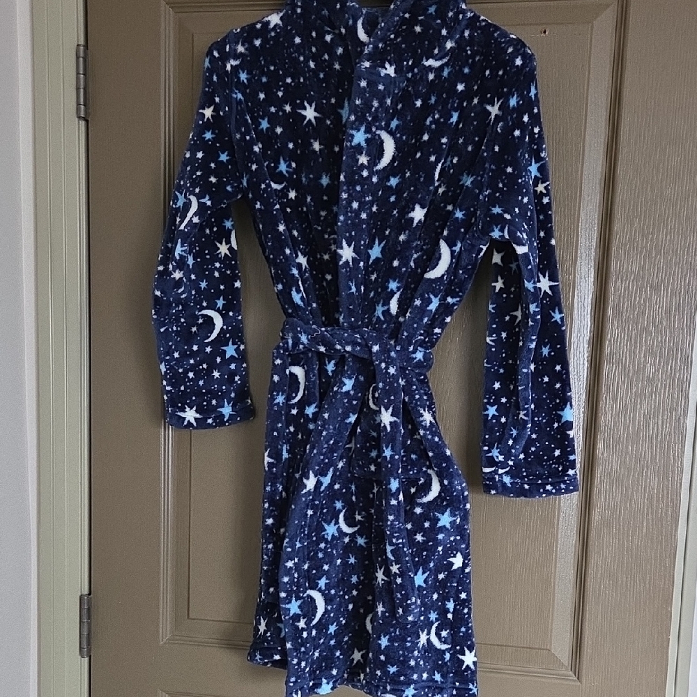 Lands' End Navy Star Patterned Robe